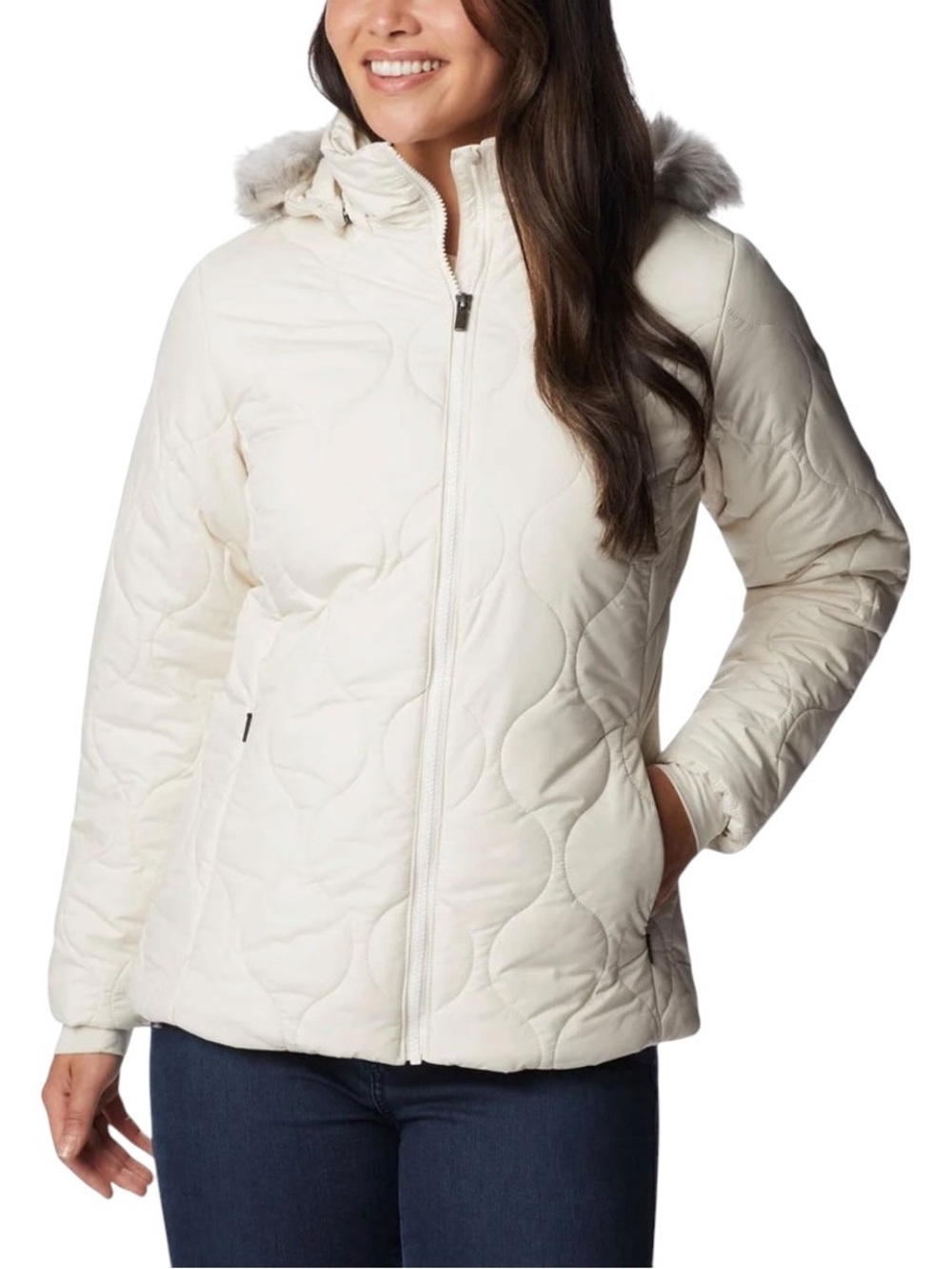 Columbia Womens Large Frosty Heights Jacket Omni-Heat Chalk Jacket NWT MSRP $160